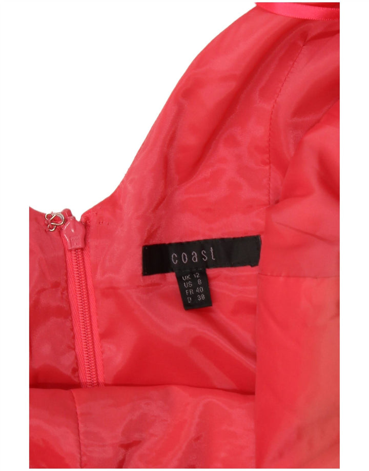 Vestido feminino Coast sem mangas com bainha UK 12 viscose rosa médio