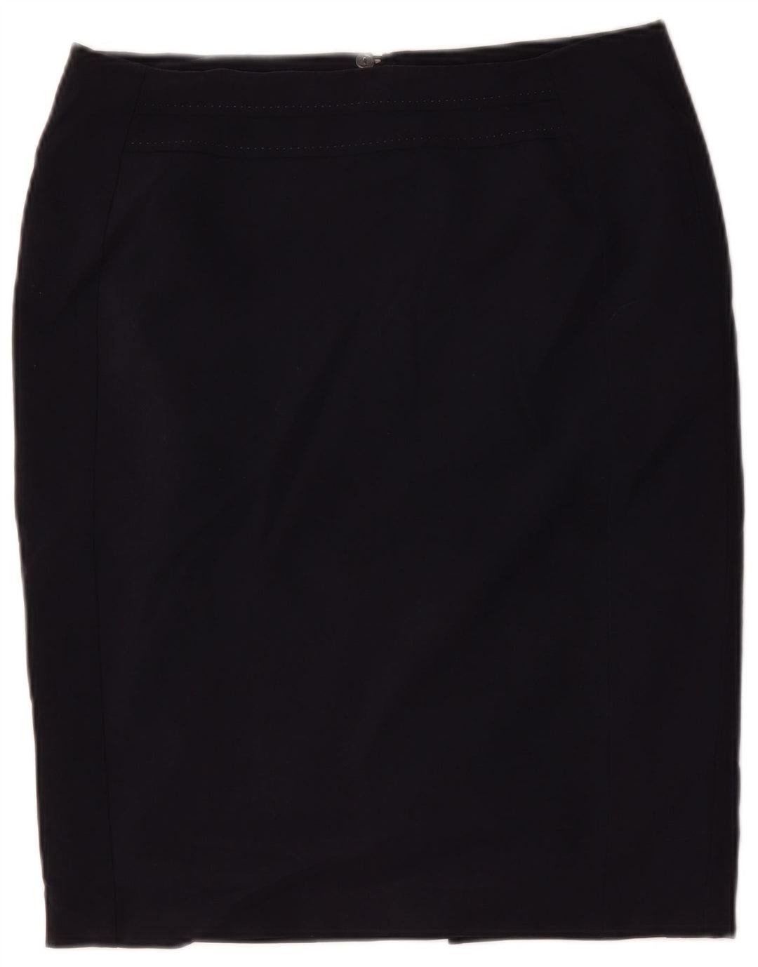 Saia lápis feminina Marks & Spencer UK 14 grande W34 azul marinho poliéster