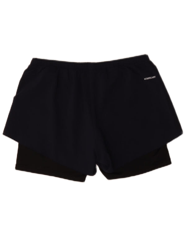 Shorts esportivos femininos Adidas Aeroready UK 12/14 médio azul marinho colorblock
