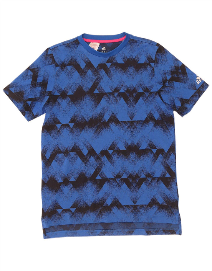 Camiseta Adidas Menino Climalite Top 15-16 Anos Azul Geométrico Poliéster