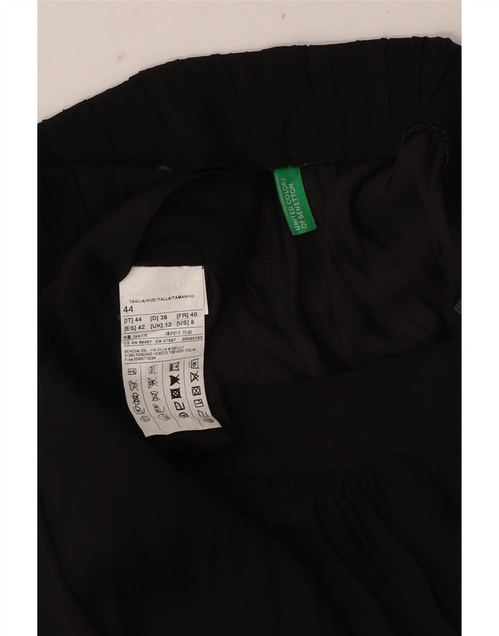 Calça chino feminina Benetton UK 12 médio W34 L26 poliéster preto
