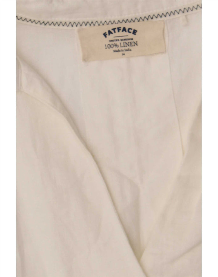 Pulôver feminino Fat Face com ajuste solto Reino Unido 14 linho branco grande