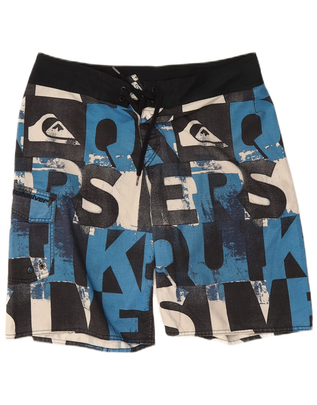Quiksilver Shorts de natação masculino gráfico grande poliéster preto