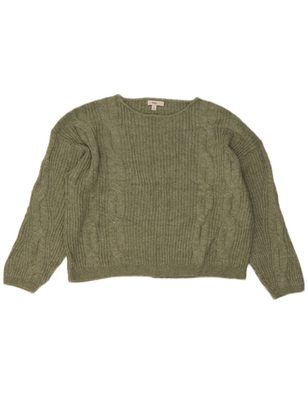 Suéter feminino Marks & Spencer com gola canoa Reino Unido 18 XL verde acrílico