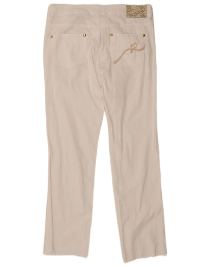 Calça jeans reta feminina Moschino W29 L29 algodão branco