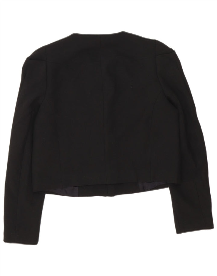 Zara Womens Crop Blazer Jacket UK 10 Pequeno Poliéster Preto