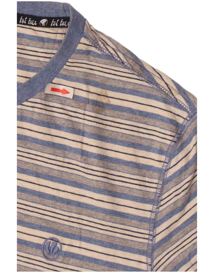 Camiseta masculina Fat Face Top grande algodão listrado azul