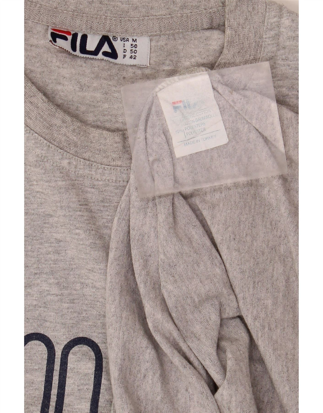 Camiseta masculina gráfica FILA Top cinza médio algodão