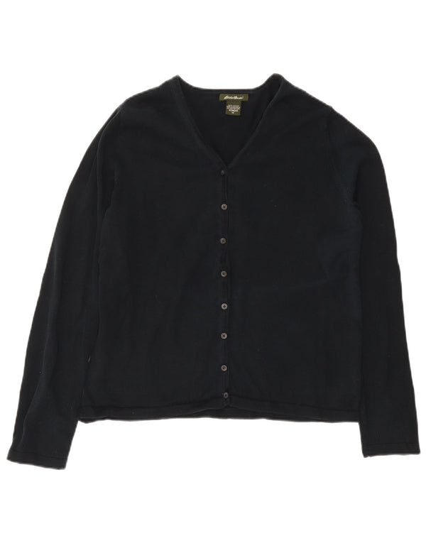 Suéter cardigã feminino Eddie Bauer com decote em V Reino Unido 14 algodão azul marinho médio