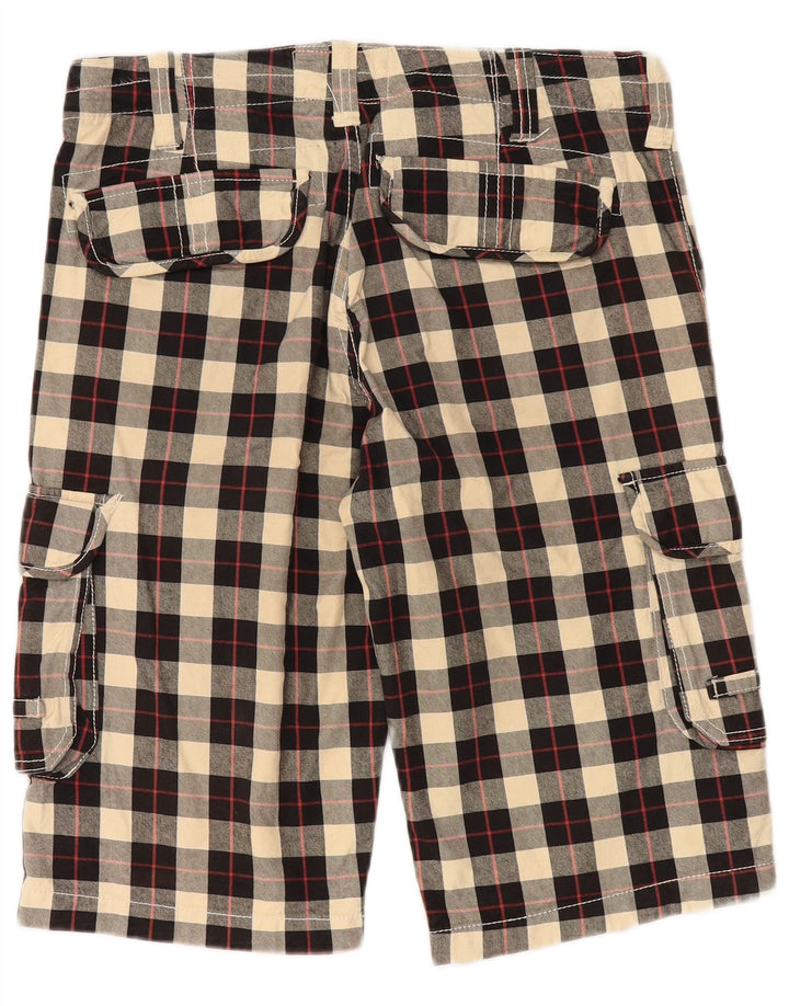 Shorts cargo masculino vintage W34 grande algodão xadrez preto