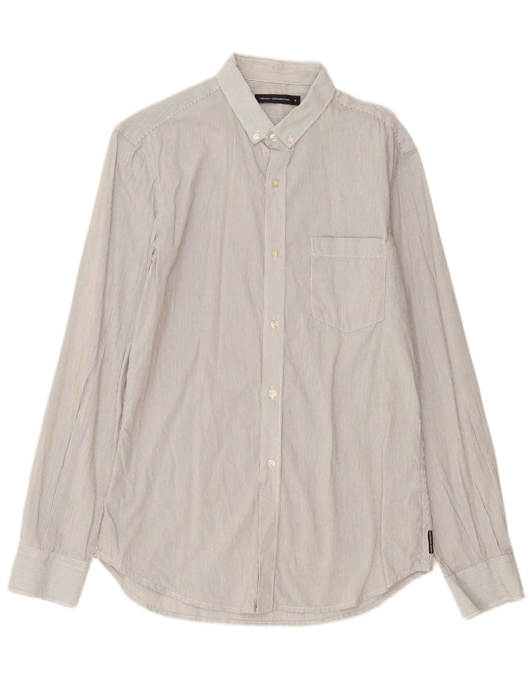 Camisa masculina FRENCH CONNECTION pequena listrada cinza de algodão