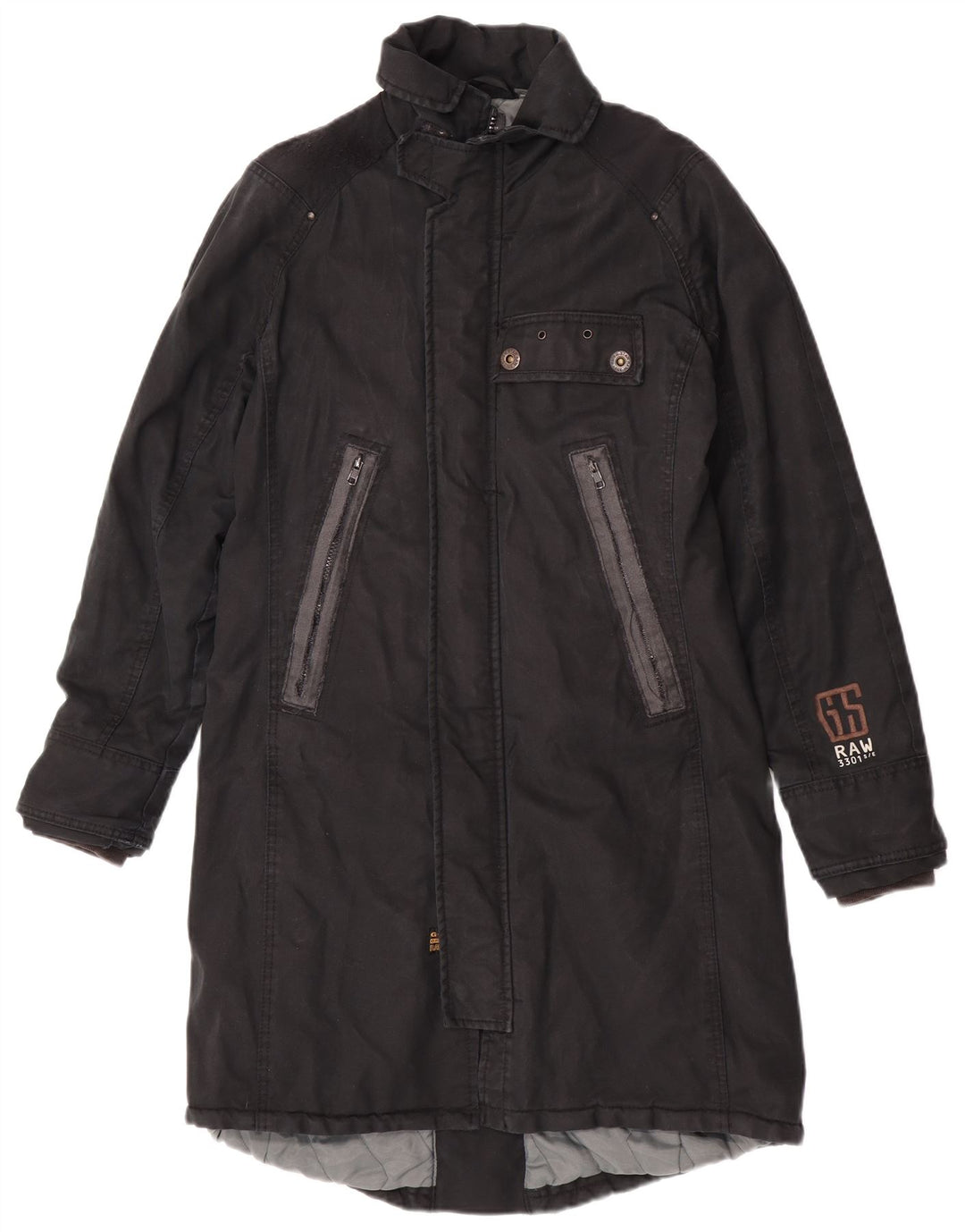 Casaco corta-vento feminino G-Star UK 40 grande algodão preto