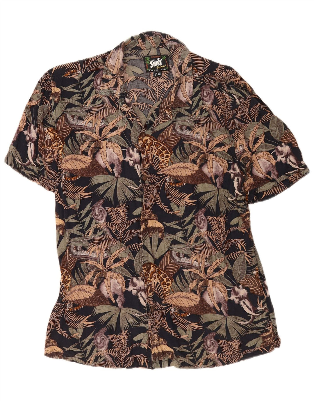 Camisa masculina de manga curta Pull & Bear grande viscose floral multicolorida