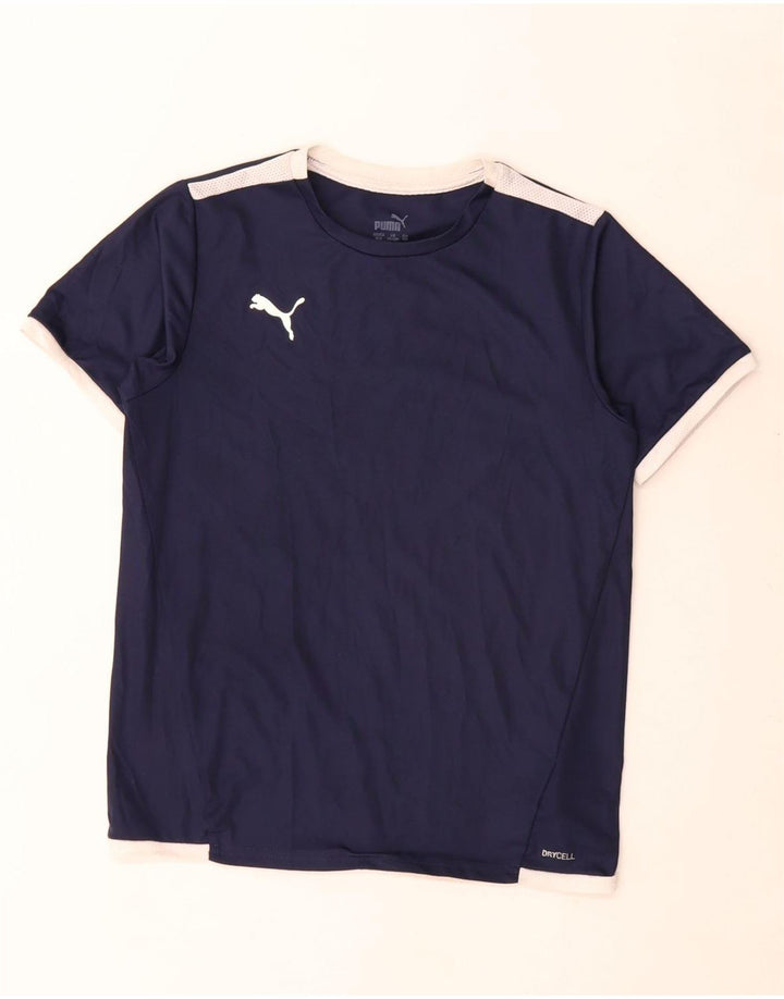 Camiseta Puma Menino Top 11-12 Anos Azul Marinho Colorblock Poliéster