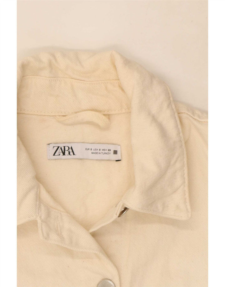 Zara Womens Crop Oversized Denim Jacket Reino Unido 10 Pequeno Branco