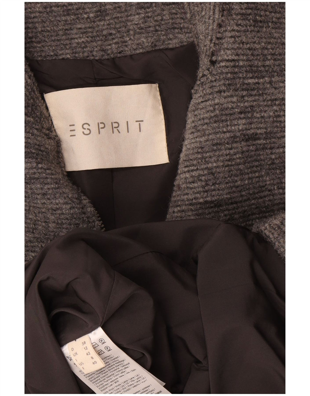 Sobretudo feminino Esprit UK 12 lã cinza médio