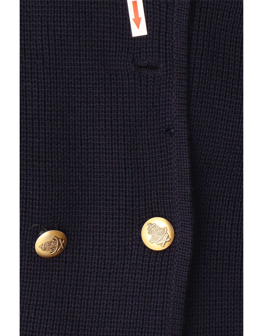 Jaqueta blazer feminina vintage com peito duplo UK 12 azul marinho médio