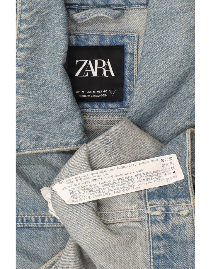 Jaqueta jeans masculina Zara UK 38 algodão azul médio