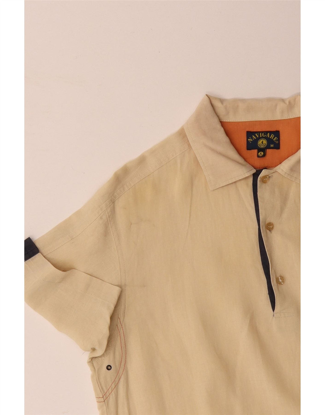 Camisa pulôver masculina de manga curta NAVIGARE algodão colorblock amarelo médio