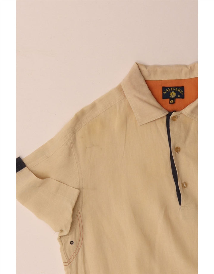 Camisa pulôver masculina de manga curta NAVIGARE algodão colorblock amarelo médio