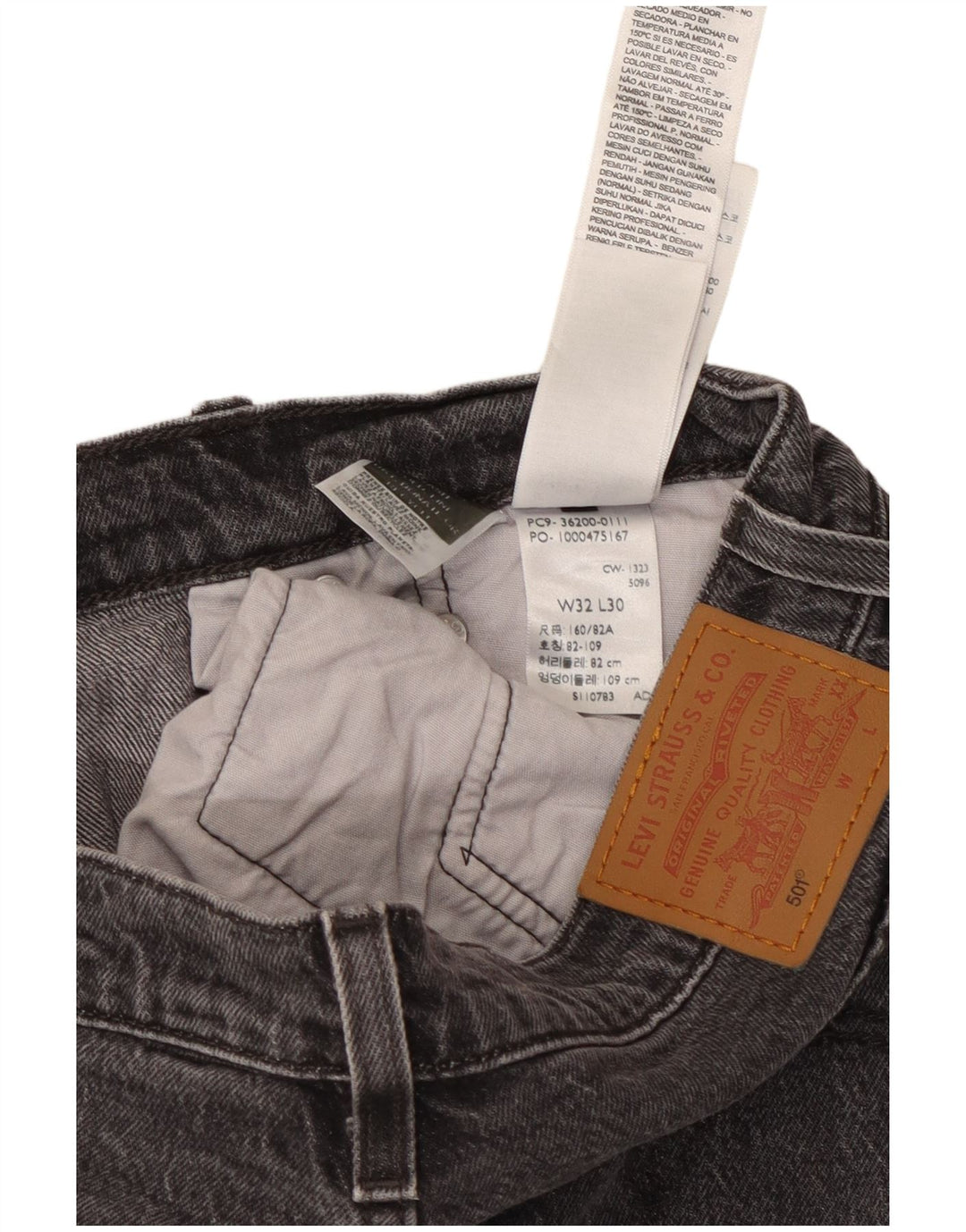 Levi's feminino 501 jeans retos W32 L30 algodão cinza