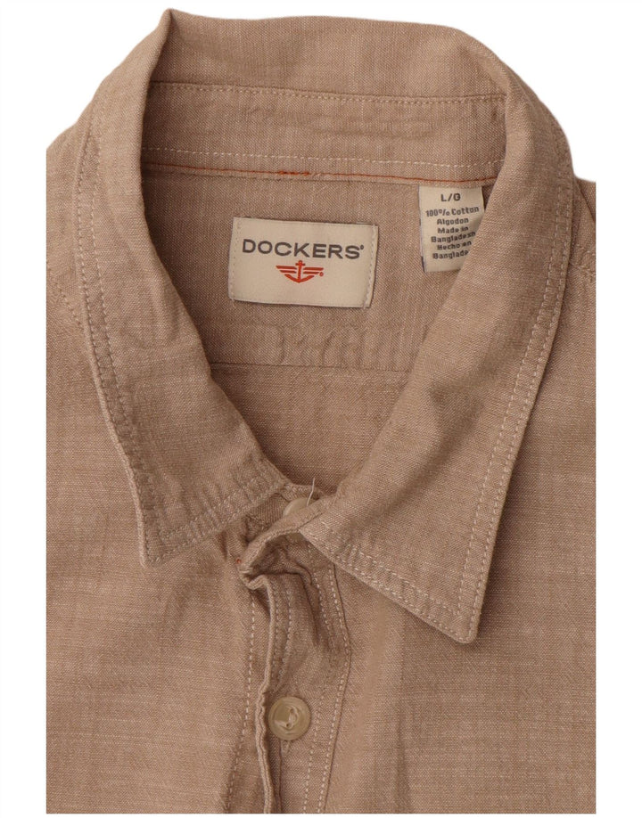 Camisa masculina de flanela Dockers grande algodão bege