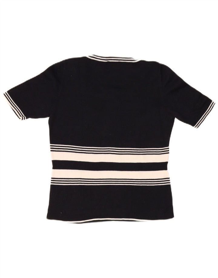 Suéter feminino LUISA SPAGNOLI com gola canoa e gola redonda Reino Unido 14 grande preto