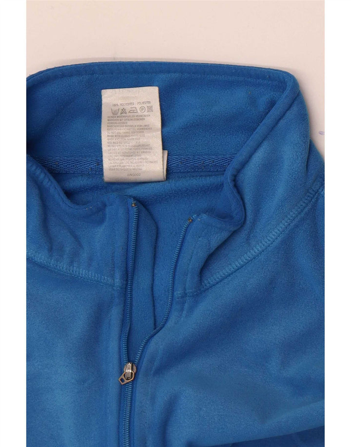 Adidas feminino solto ajuste zip pescoço top manga longa médio azul poliéster