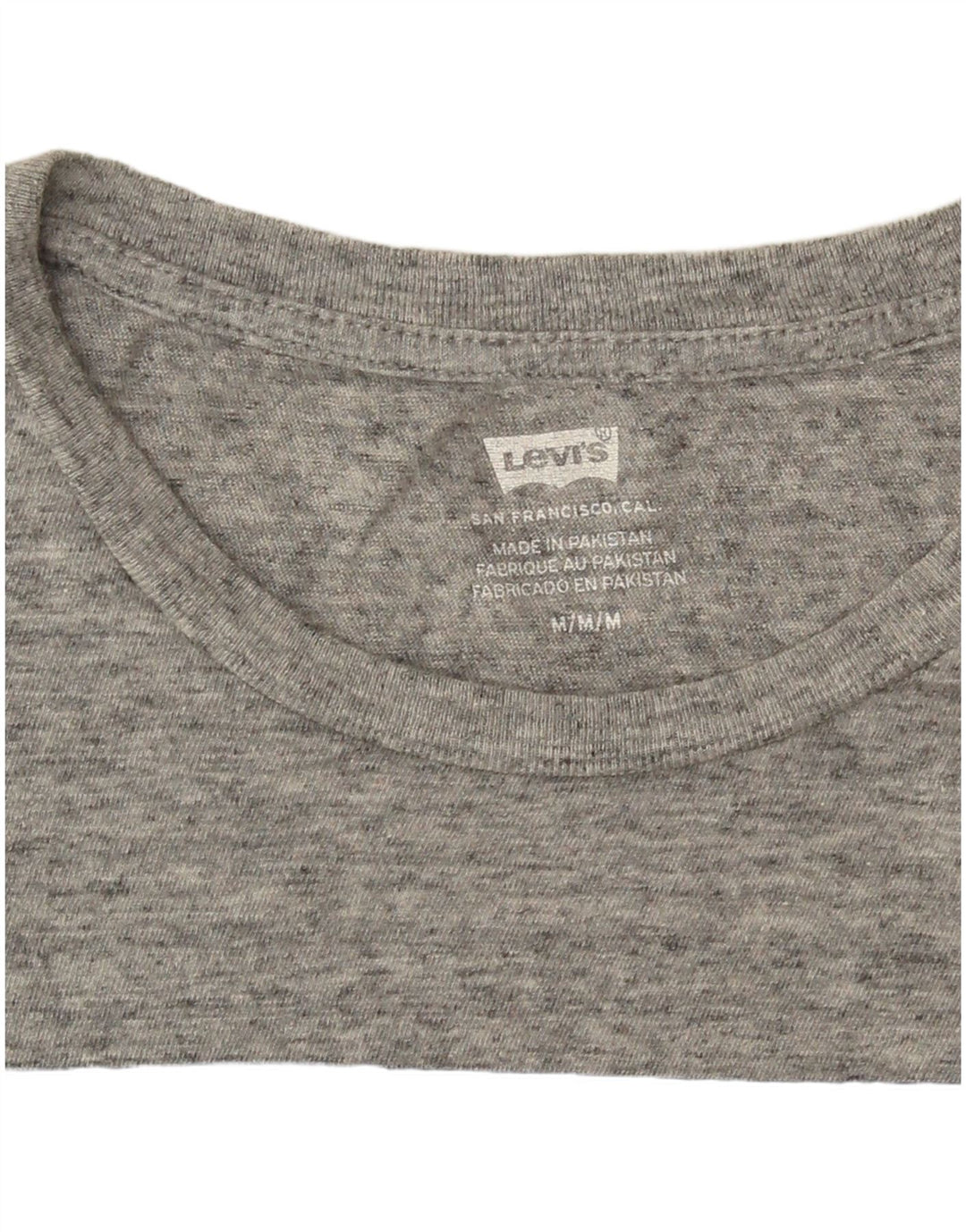Camiseta feminina gráfica Levi's Top UK 14 logotipo manchado cinza médio