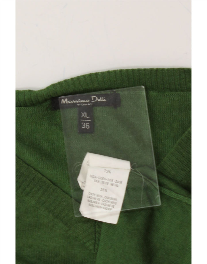 MASSIMO DUTTI Womens Oversized V-Neck Jumper Sweater EU 36 XS Green Silk Vintage Massimo Dutti and Second-Hand Massimo Dutti from Messina Hembry 
