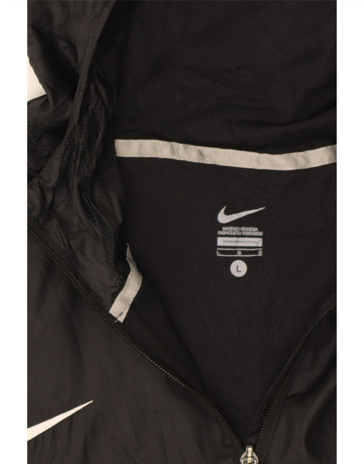 NIKE Mens Hooded Raincoat UK 38 Medium Black Vintage Nike and Second-Hand Nike from Messina Hembry 