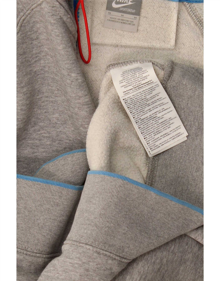 Suéter Nike masculino com capuz e zíper cinza médio algodão