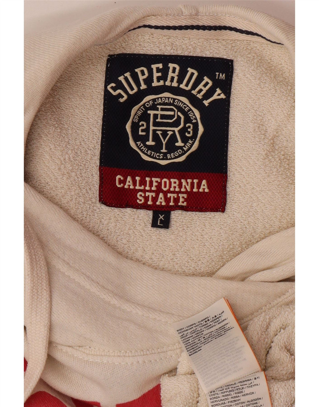 Suéter com capuz gráfico feminino Superdry UK 18 XL off white algodão universitário