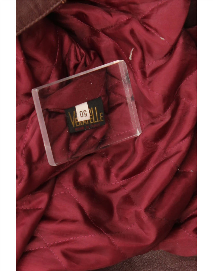 Jaqueta de couro feminina vintage IT 50 XL couro borgonha