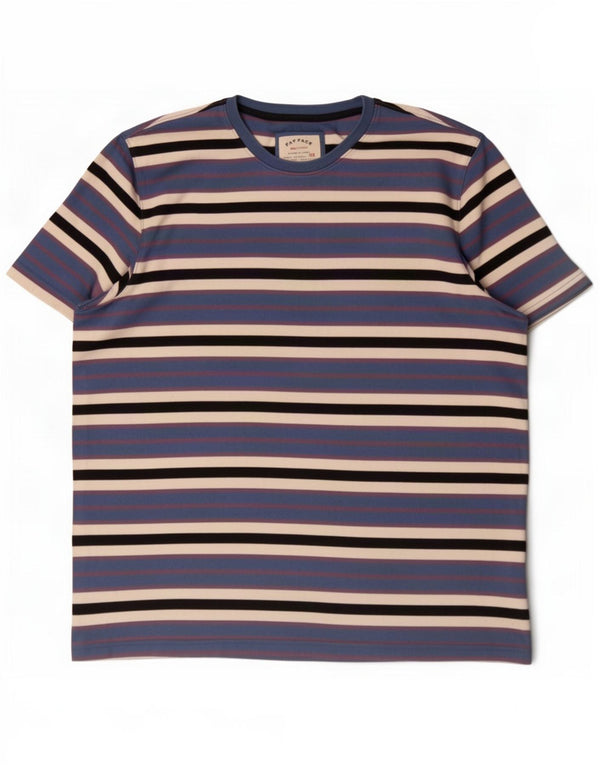 Camiseta masculina Fat Face Top 2XL algodão listrado azul