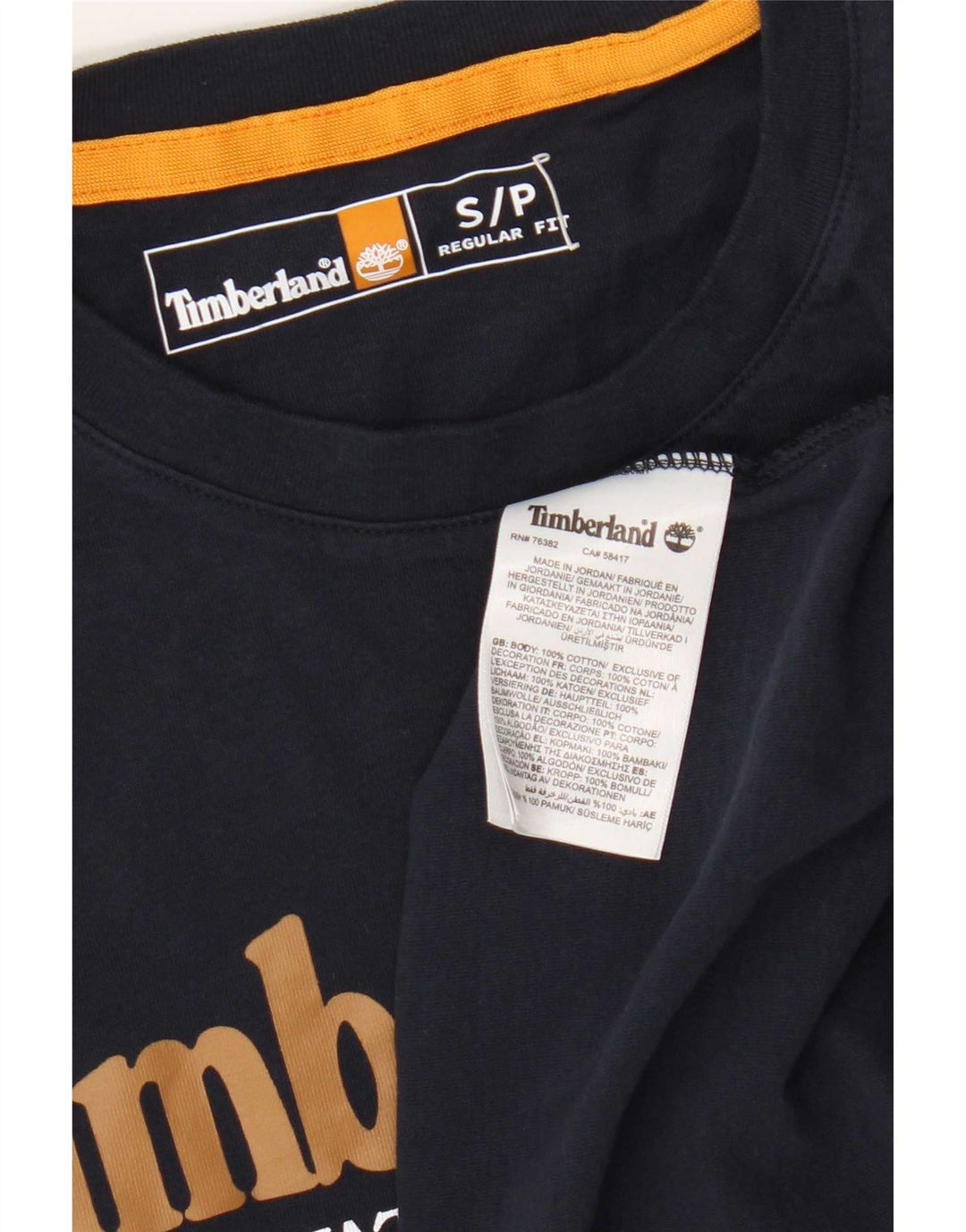 Timberland Mens Regular Fit Graphic Top manga comprida pequeno algodão azul marinho