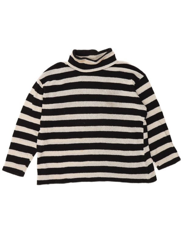 Suéter feminino Zara com gola redonda grande e listrado preto pequeno Reino Unido 10