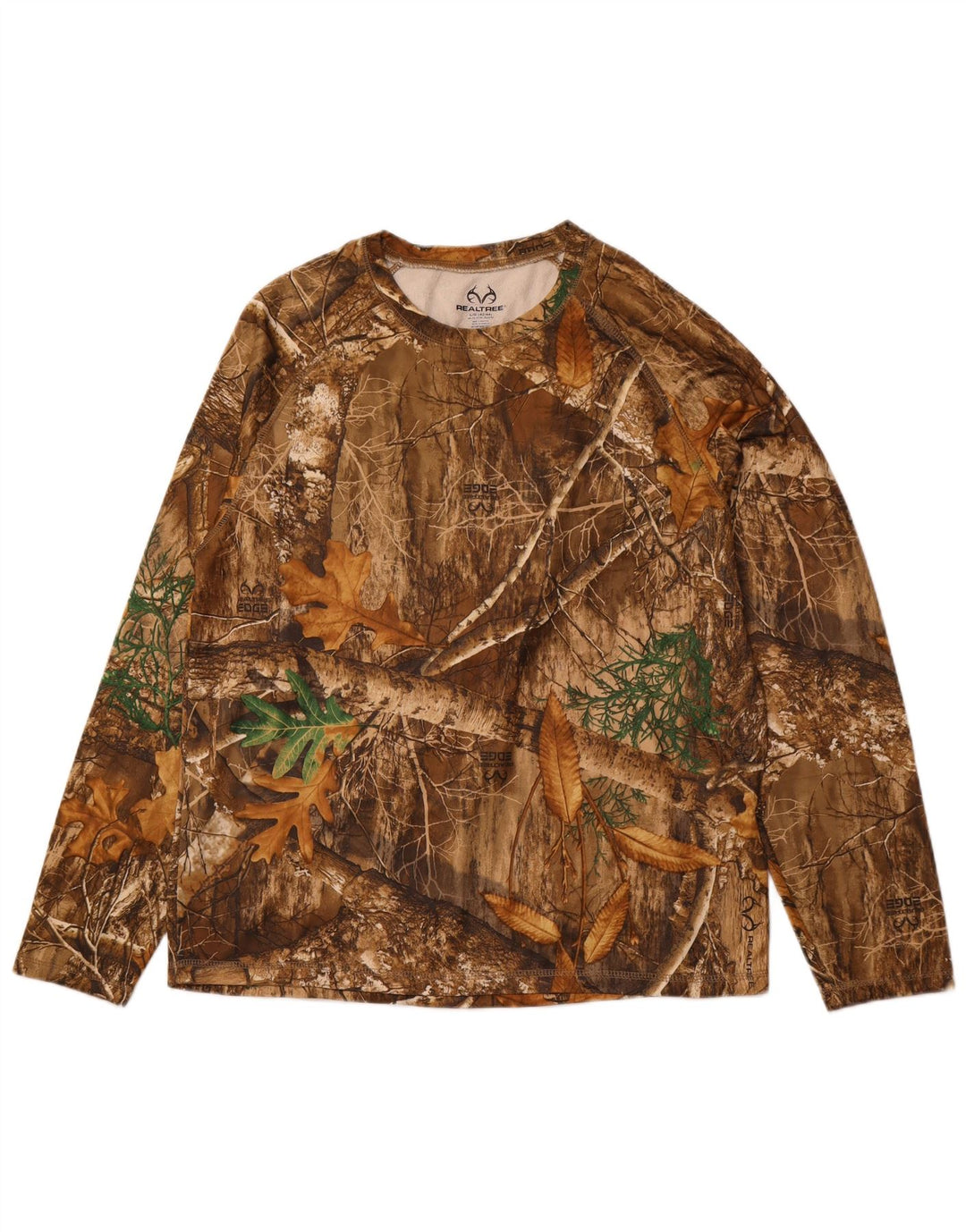REALTREE Top masculino de manga comprida Reino Unido 42/44 grande poliéster camuflado marrom