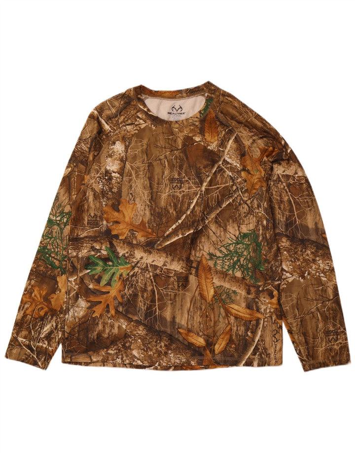 REALTREE Top masculino de manga comprida Reino Unido 42/44 grande poliéster camuflado marrom