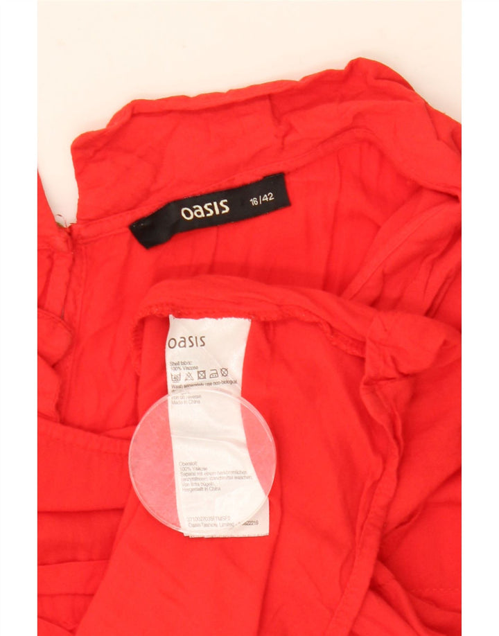 Blusa feminina Oasis UK 16 grande viscose vermelha