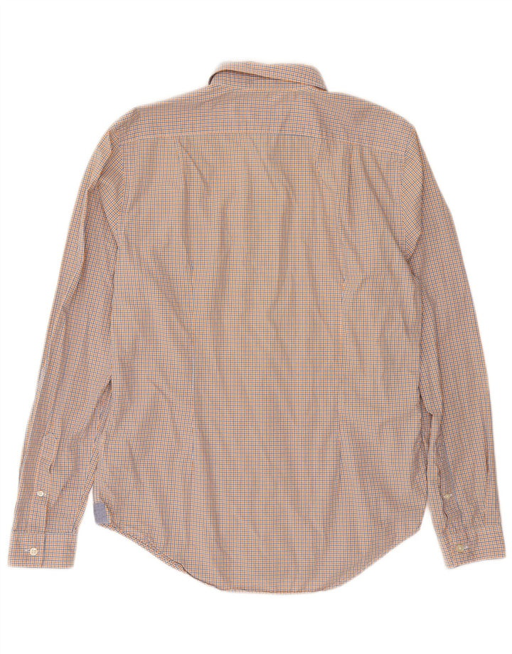 LACOSTE Mens Regular Fit Shirt Size 40 Medium Orange Check Cotton