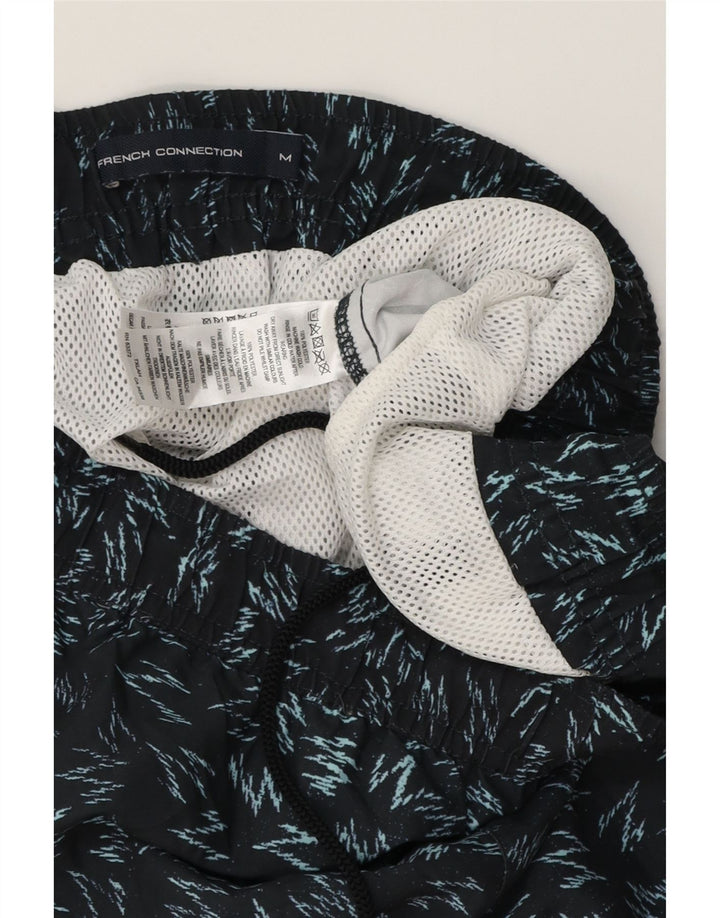 FRENCH CONNECTION Shorts de natação masculino médio preto manchado de poliéster