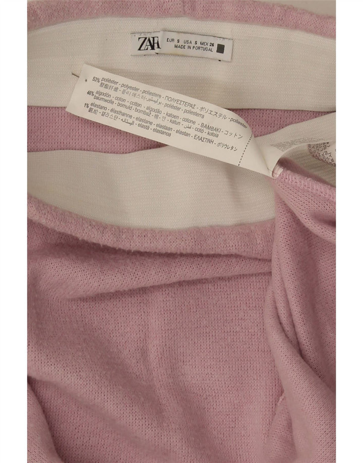 Saia feminina Zara em malha A-Line pequena W26 poliéster rosa