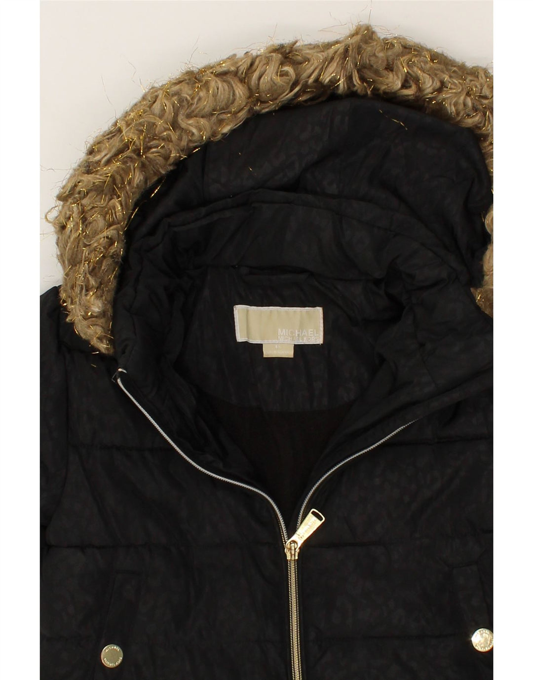 MICHAEL KORS Girls Hooded Padded Jacket 5-6 Years Black Polyester Vintage Michael Kors and Second-Hand Michael Kors from Messina Hembry 