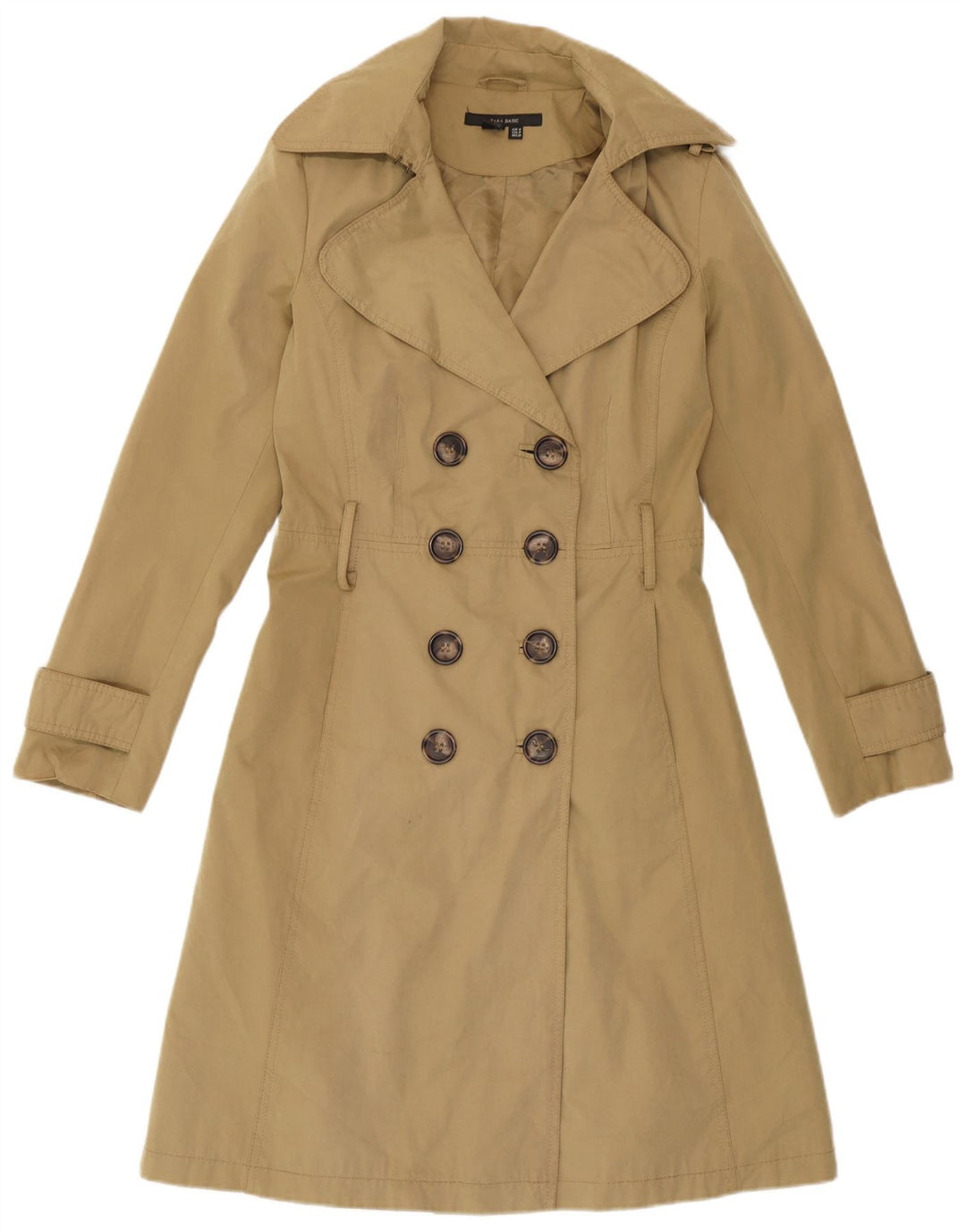 Zara Womens Trench Coat UK 14 Algodão Bege Médio
