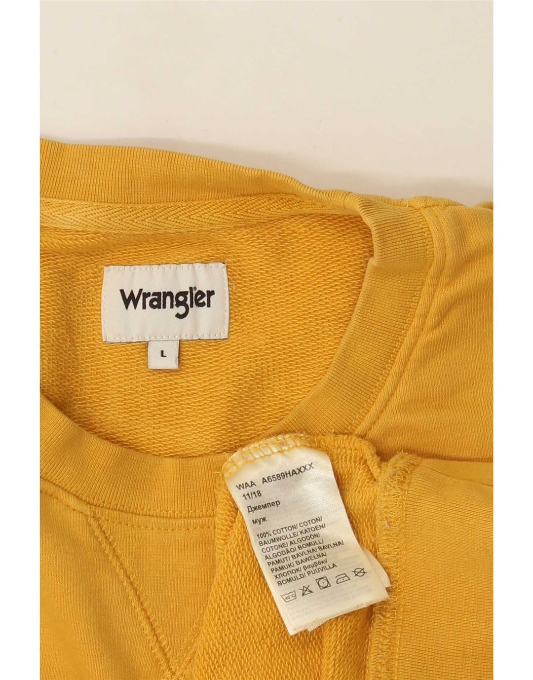 Wrangler moletom masculino jumper grande algodão amarelo