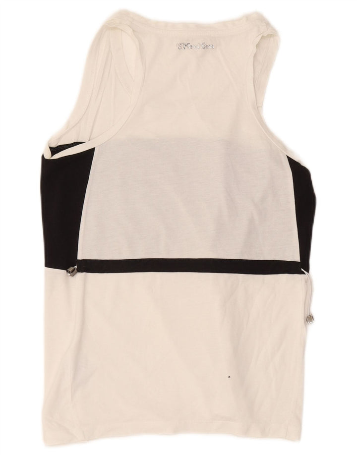 Colete feminino Max Mara UK 12 bloco colorido branco médio