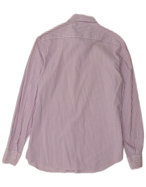 Camisa masculina Massimo Dutti casual fit grande risca de giz roxa