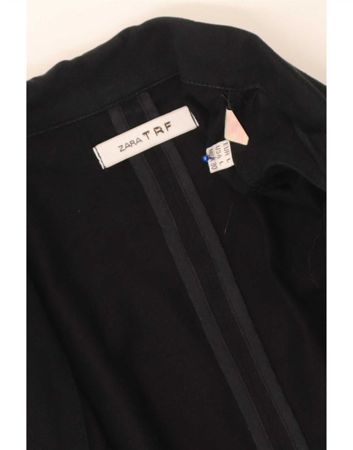 Jaqueta blazer feminina Zara Trafaluc com 2 botões Reino Unido 14 grande algodão preto