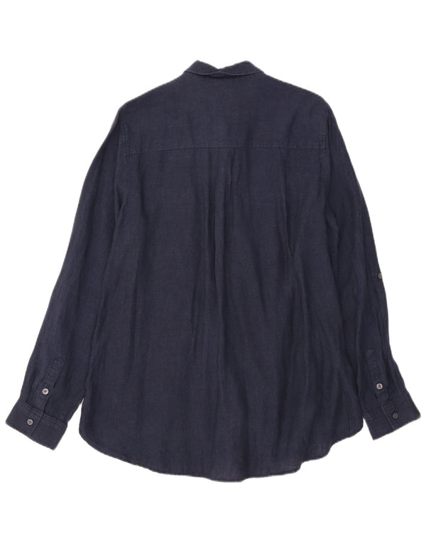 Camisa feminina Lands End UK 14 grande azul marinho